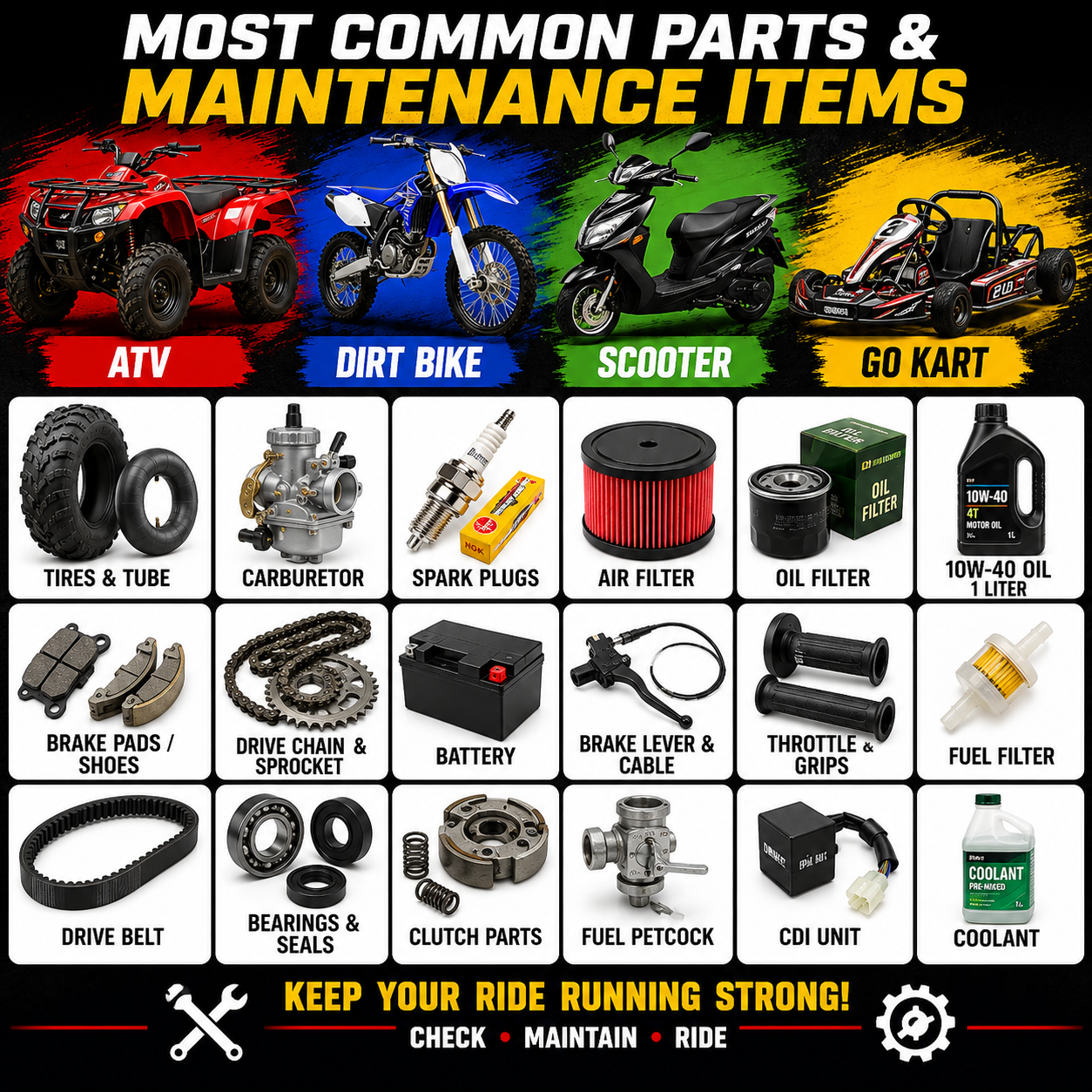 PARTS-MAINTENANCE ITEMS FOR POWER SPORTS